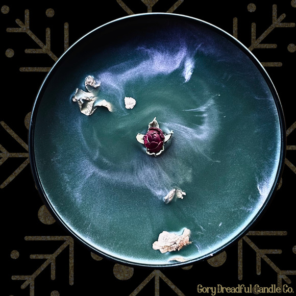 Tangled Tinsel Luxury Wickless Candle: Gilded Rose & Spruce Scent - Picture 1 of 7